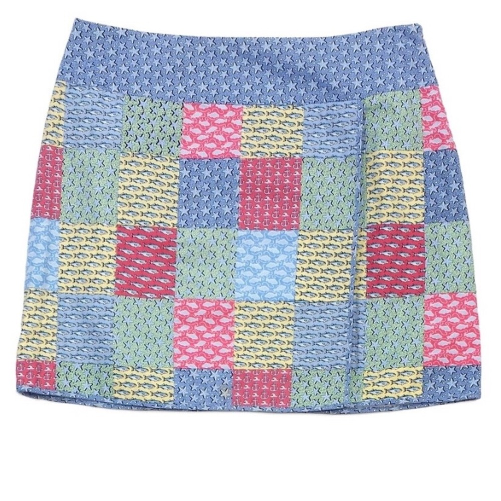 Vineyard Vines Patchwork Cotton Faux Wrap Skirt